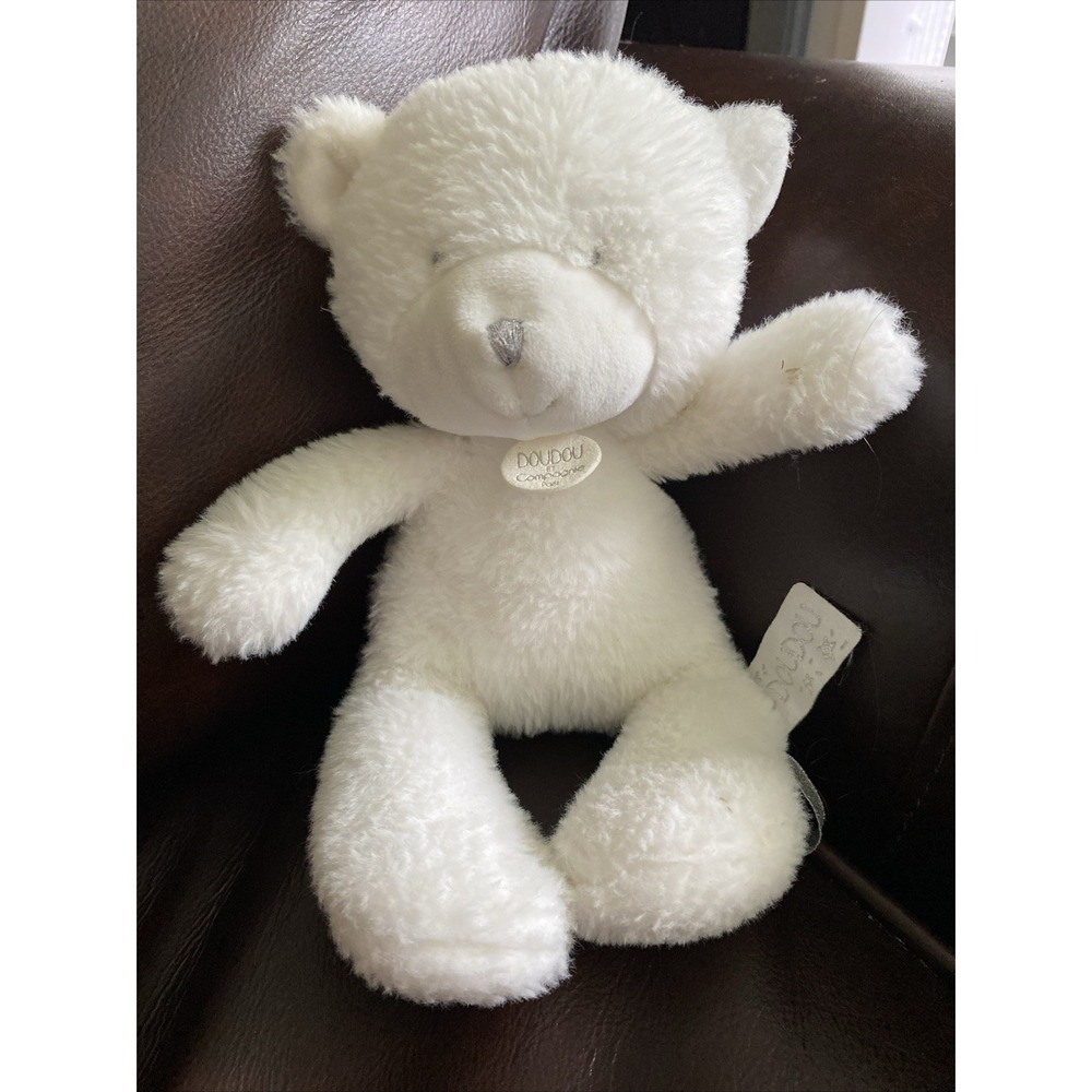 White Teddy Bear 10 Inch Plush Stuffed Animal by Doudou et Compagnie